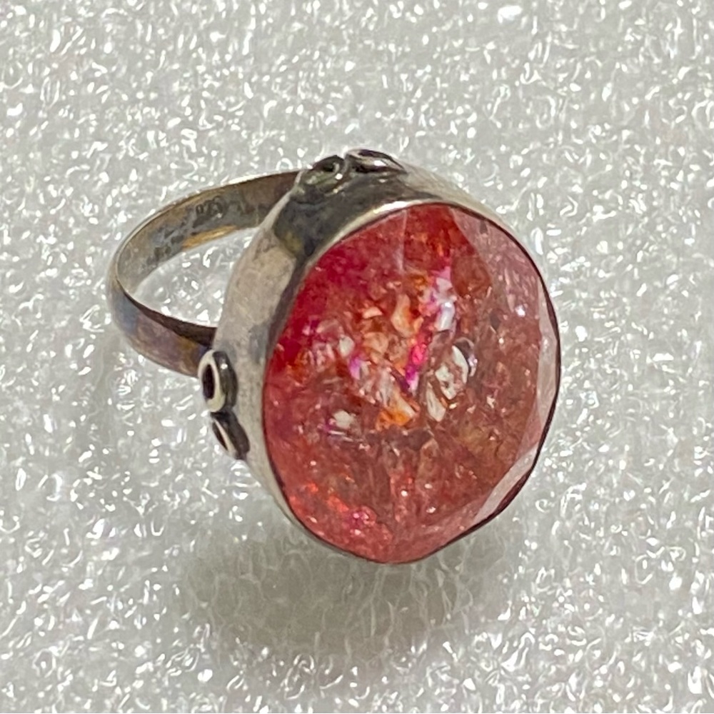 Vintage sterling silver pink gemstone ring